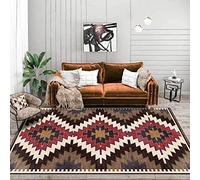 PHLCF Tapis de très Grande Taille Tapis Modernes de Grande Taille Tapis de Salon Doux Géométrie Losange Rouge Brun Noir 140 × 200CM (4ft7 x 6ft6)