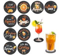 PHMING 10 Pièces Dessous de Verre Diamètre 10 cm, Aperol Essous de Verre Rond en Feutre, avec Inscriptions en Allemand Aperol Spritz Accessoires, Convient aux Verres à Cocktail, aux Tasses à Café