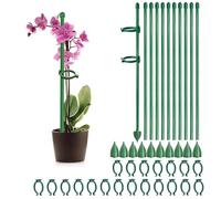 PHMING 10 Pièces Tuteur Tomate Réglable, Tuteur Plante en Fibre de Verre, Piquet Tomate 30cm, Livré avec 20 Clips et 10 Piquets de Terre, pour Supports de Fleurs et de Plantes