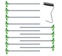 PHMING 12 Pièces Veilleuse Piquet de Tente, Sardines Camping 7 × 200 mm, Sardine pour Tente avec Dissolvant pour Ongles, pour Camping, Pique-niques, Expositions en Plein Air (Vert Émeraude)