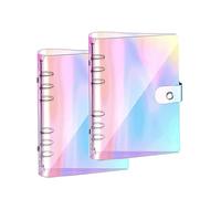 PHMING 2 Pièces Agenda Rechargeable A6, Classeur A6 Laser à Gradient, Agenda Rechargeable avec Bouton Pression, Facile à Transporter, Convient aux Cahiers, Albums Photo