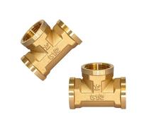 PHMING 2 Pièces Raccords en T en Laiton 1/2 Pouce, 1/2 Raccord Té Égal, IG/IG/IG, Té Laiton à Visser, Bonne Étanchéité, pour Conduites D'eau, Systèmes de Chauffage, Conduites Industrielles