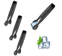 PHMING 4 Pièces Pinces de Glace en Acier Inoxydable, Pince Cuisine avec un Motif de Marteau, 11 cm × 1,5 cm, pour Mariage, Fête, Bar, Buffet, Barbecue (Noir)