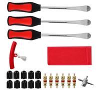 PHMING Ensemble de 22 Pièces Demonte Pneu Moto, Outil de Montage de Pneus 295 mm, Outil Levier De Pneu avec Protège-Jante et Couvre-Valves, pour Motos, Voitures, Vélos