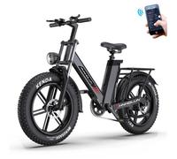 PHNHOLUN C6 PRO - Vélo électrique 20 pouces - Autonomie de 80 km - Batterie 48 V 17,5 Ah - Pneus larges - Noir