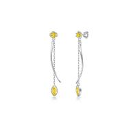 PHNIBIRD Boucle d'oreille Argent 925 Citrine Pendantes en Forme de Vague Boucles d'Oreilles Pierre de Naissance de Novembre (11-Citrine)