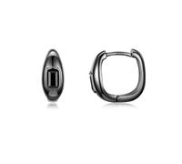 PHNIBIRD Boucle d'oreille Homme Noir avec Spinelle Creole Argent 925 Unisexes pour Hommes Femmes