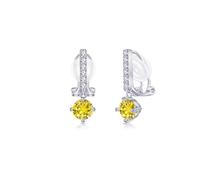 PHNIBIRD Boucles d'Oreilles à Clip pour Femmes Non Percées vec Citrine argent 925 Pierre de naissance du mois de Novembre (11-Citrine)