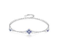 PHNIBIRD Bracelet Trèfle à quatre feuilles 925 Argent Sterling Délicat Amour Amitié Tanzanite Pierre de naissance Bracelet pour femmes et filles