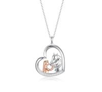 PHNIBIRD Collier Coeur Fille et Cheval Collier Pendentif Cadeaux de Amoureux des Chevaux et Fille Chaîne Bijoux