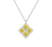 PHNIBIRD Collier femme Citrine Argent Sterling 925 Collier fleur avec pierre de naissance du mois de novembre (11-Citrine)