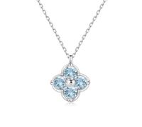 PHNIBIRD Collier fleur Avec Topaze bleue Collier avec pierre de naissance du mois de novembre Argent Sterling 925 bijoux femme(11-Topaze bleue)