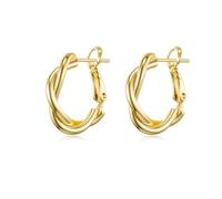 PHNIBIRD Creole or Torsadé avec Tige en Argent Sterling 925 pour Femme Légères Tendance Bijoux Femme