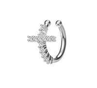 PHNIBIRD Faux Piercing Oreille ear cuff Croix Argent Sterling 925 avec Zircone Cartilage Pour Femme et Homme
