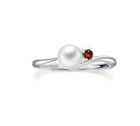 PHNIBIRD Grenat Bague femme en Argent sterling 925 avec perle Réglables Pierre de naissance du mois de janvier