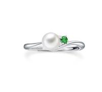 PHNIBIRD Perle Bague reglable femme en Argent sterling 925 Émeraude Pierre de naissance du mois de mai