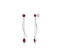 PHNIBIRD Rubis Boucle d'oreille Pendante pour Femme en argent 925 Longues boucles d'oreilles Pierre de naissance du mois de juillet (07-Rubis)