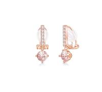 PHNIIBIRD Morganite Boucle d'oreille clip Clip d'oreille Pierre de naissance du mois d'avril bijoux femme (04-Morganite)