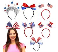 PhnkjGh Bandeau de jour de l'indépendance, accessoires du 4 juillet - Accessoires de cheveux en blanc et bleu rouges,Patriotic Party fournit un ensemble de 7 cerceaux de cheveux pour le 4 juillet.