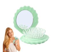 PhnkjGh Brosse de Voyage Pliante,Brosse De Voyage En Forme De Coquillage | Set Petit Miroir De Maquillage Avec Peigne Massant Cuir Chevelu Pour Femmes, Usage Quotidien À La Maison, En Voiture, En