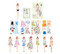 PhnkjGh Livre d'Habillage avec Autocollants pour Filles,Kits De Robes De Poupées Magnétiques Princesses | Jeu Éducatif D'imitation Et d'apprentissage | Activité Festive pour Anniversaire Halloween