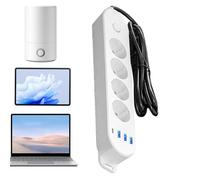 PhnkjGh Multiprise à Prise Européenne, Adaptateur de Voyage Multiprise avec Ports USB, Extenseur de Prises Portable Multifonction pour Appareils Électriques Téléphones