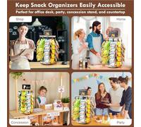 PhnkjGh Présentoir à Chips | Support À Chips Organisateur Avec Porte-Étiquettes,Présentoir Tournant 5 Niveaux 40 Pinces, Organisateur de Cuisine avec Base en Bois et Tableau d'Affichage pour Comptoir