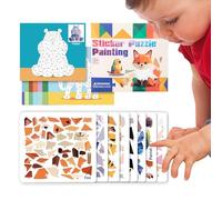 PhnkjGh Puzzles Autocollants | Puzzle 3D Stickers Jeu Éducatif Motricité Fine,Jeux d'apprentissage pour la Motricité Fine avec Véhicules de Dessin Animé Jouets Éducatifs pour Maternelle