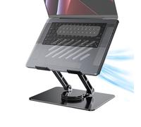 PhnkjGh Support pour ordinateur portable de bureau - Support pour ordinateur portable - Support en métal - Rotation à 360° - Ventilé - Support pliable pour ordinateur portable de 11 à 17,3 pouces