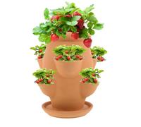 PhnkjGh Tour à Fraises - Jardinière en Terre Cuite pour Fraisiers,Conteneur Décoratif avec Plateau pour Fleurs, Fournitures de Jardinage pour Légumes, Fleurs et Orchidées