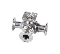 PHNOITPQ avec Base d'actionneur 19-102 mm 1,5" - 4" Tri Clamp TL Port T Ball 304 316 Acier Inoxydable Homebrew sans poignée(L Port,SUS316 38mm K50.5)
