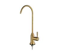 PHNOITPQ Robinets de Cuisine, Robinet d'eau Potable col de Cygne Robinet à Osmose Inverse Froide Simple,Golden B(Gold A)