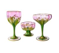 Phnom Penh - Verres à champagne vintage en cristal - Verre rouge - Peint à la main - Bol à glace - Fleur de Noël - Tasse Syllabub - 1 pièce