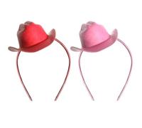 phnydreg Lot de 2 mini chapeaux de cowboy - Accessoires pour femme - Pour anniversaire, fête de cowboy occidental (rose, rouge)