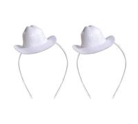 phnydreg Lot de 2 mini chapeaux de cowboy - Accessoires pour femmes et filles - Pour anniversaire, fête de cowboy occidental (blanc)