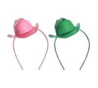 phnydreg Lot de 2 mini chapeaux de cowboy - Accessoires pour femmes et filles - Pour anniversaire, fête de cowboy occidental (rose, vert)