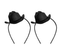 phnydreg Lot de 2 mini chapeaux de cowboy - Accessoires pour femmes et filles - Pour anniversaire, fête de cowboy occidental (noir)