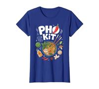 Pho Kit Recette de Soupe de Nouilles Ramen Asiatique T-Shirt, Femme, Bleu Royal, XS
