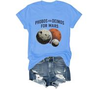 Phobos and Deimos for Mars T-shirt 30 Seconds to Mars Space Tourism Mars Phobos et Deimos Tops, Bleu (Carolina blue), S