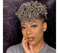 PHOCAS Lot de 3 paquets de cheveux courts bouclés au crochet, 25,4 cm, 20 racines/pack, extensions de cheveux gris au crochet pour femme (6 mm)