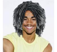 PHOCAS Perruque Dreadlock Courte Pour Femmes Et Hommes, Perruque Afro BoucléE TorsadéE, Perruques SynthéTiques TresséEs, Perruques ComplèTes BoucléEs En Faux Crochet (T1b/Gris)