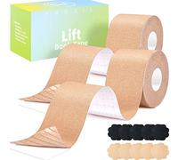 PHODIL Lot de 2 bandes de poitrine pour gros seins, boob tape push-up, soutien-gorge adhésif invisible, bande réutilisable sous les vêtements, Beige et beige., 3 Zoll