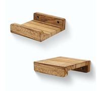 PHOENANCEE Bois Massif, éTagèRes Murales De 13 Cm, Planche en Bois Rustique, éTagèRes DéCoratives pour Photos pour Salon, Lot De 2, Noir Carbonisé