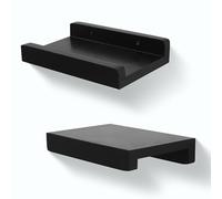 PHOENANCEE Bois Massif, éTagèRes Murales De 20 Cm, Planche en Bois Rustique, éTagèRes DéCoratives pour Photos pour Salon, Lot De 2, Noir