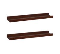 PHOENANCEE Étagère Murale Large en Bois, Étagère Flottante Vintage, Étagères Suspendues, Murales, pour Salle de Bain, Set de 2, Noyer, 60 x 13 x 4 cm