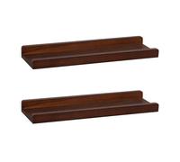 PHOENANCEE Étagères Suspendues Décoration, Étagère Murale Large, Étagère en Bois pour Salle de Bain, Chambre, Cuisine, étagères, Set de 2, Noyer, 43 x 13 x 4 cm