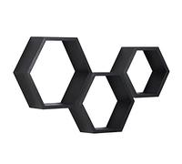 PHOENANCEE Lot De 3 éTagèRes Flottantes Hexagonales en Bois à Fixation Murale Hexagonale pour Chambre à Coucher, Salon, Bureau, DéCoration D'IntéRieur(Noir)