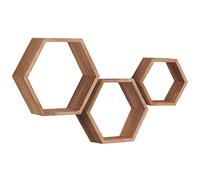 PHOENANCEE Lot De 5 éTagèRes Flottantes Hexagonales en Bois à Fixation Murale Hexagonale pour Chambre à Coucher, Salon, Bureau, DéCoration D'IntéRieur(Noir Carbonisé)