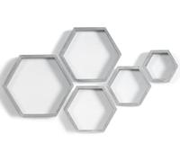 PHOENANCEE Lot De 5 éTagèRes Flottantes Hexagonales en Bois à Fixation Murale Hexagonale pour Chambre à Coucher, Salon, Bureau, DéCoration D'IntéRieur(Gris Délavé)