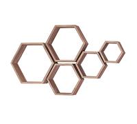PHOENANCEE Lot De 5 éTagèRes Hexagonales Flottantes en Bois à Fixation Murale Hexagonale, éTagèRe DéCorative à Suspendre en Bois pour Chambre, DéCoration D'IntéRieur(Noir Carbonisé)